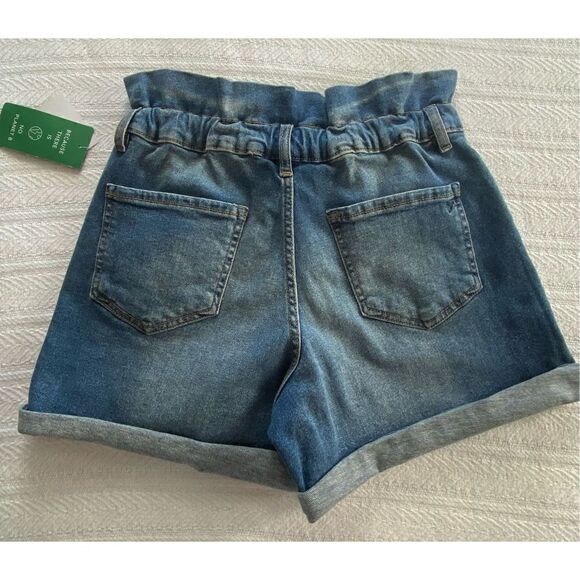 AMERICAN RAG  JUNIORS 1/25 PAPER BAG WAIST SHORTS MEDIUM WASH - Picture 8 of 11